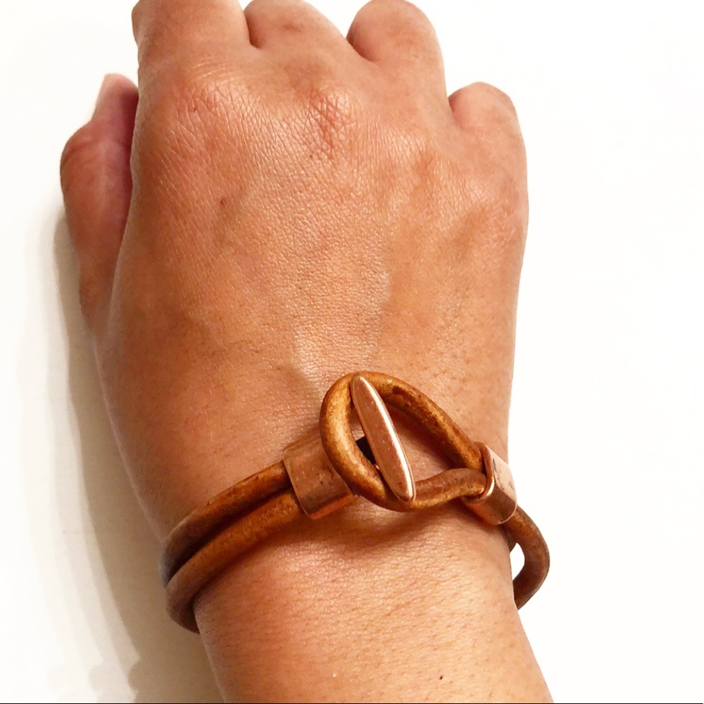 🆕9" Men's Leather and Copper Bracelet